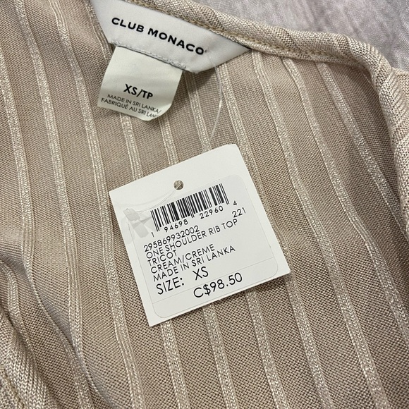 Club Monaco - One Shoulder Rib Top - Cream - Size XS - Picture 5 of 7